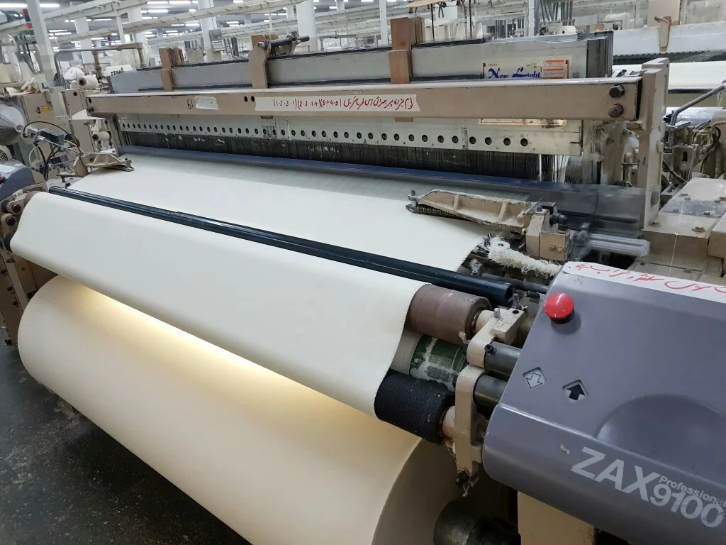 weaving unit of air jet looms. Cotton Tote Factory