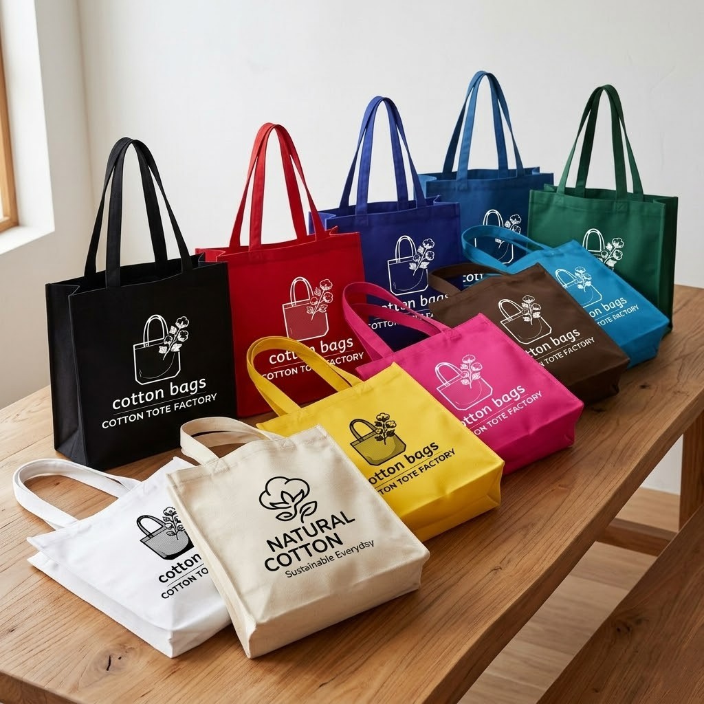 colored printed logo cotton bags - cotton tote factory