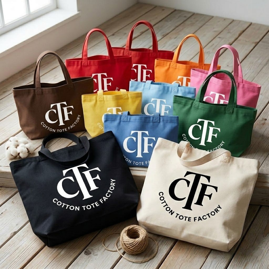 collection of cotton tote bag with bottom gusset with logo print - cotton tote factory