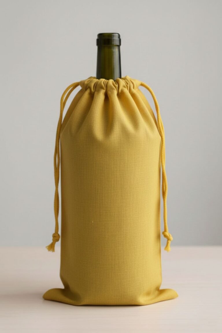 1 Yellow color 180gsm cotton drawstring bag for wine - cotton tote factory