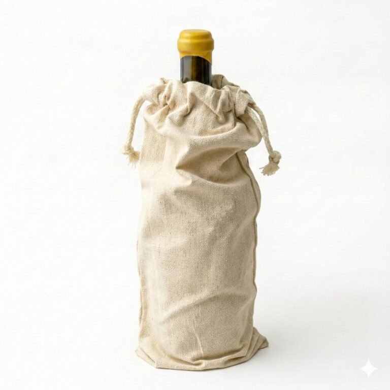 12 Natural Cotton Drawstring Bag for wine - Cotton Tote Factory