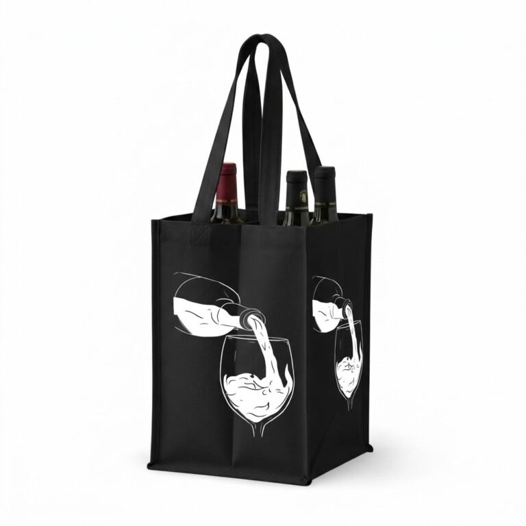 15 black Cotton Bag with screen printing for wine - cotton tote factory