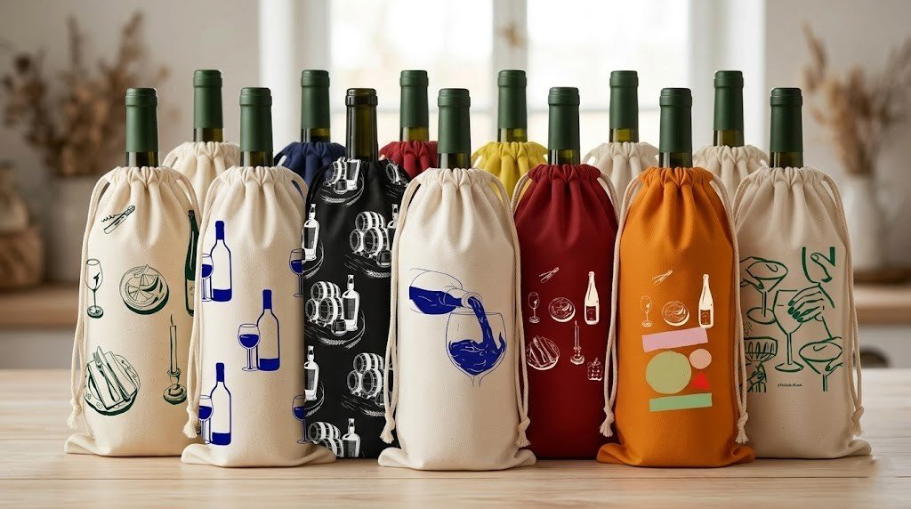 16 collection of 180gsm cotton drawstring bag with screen printing for wine - cotton tote factory