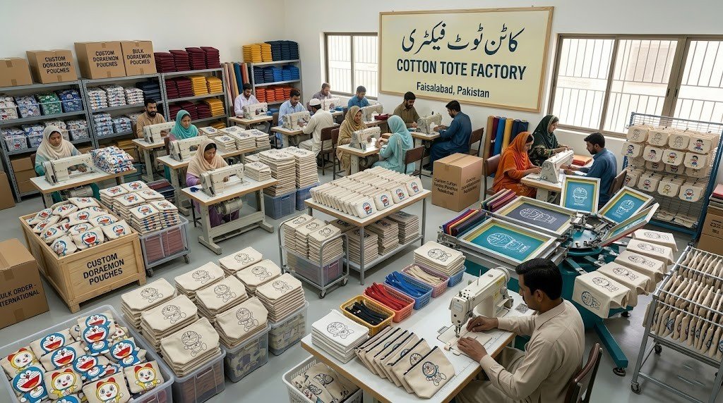 6-Printed Cotton Pouches Production - Cotton Tote Factory