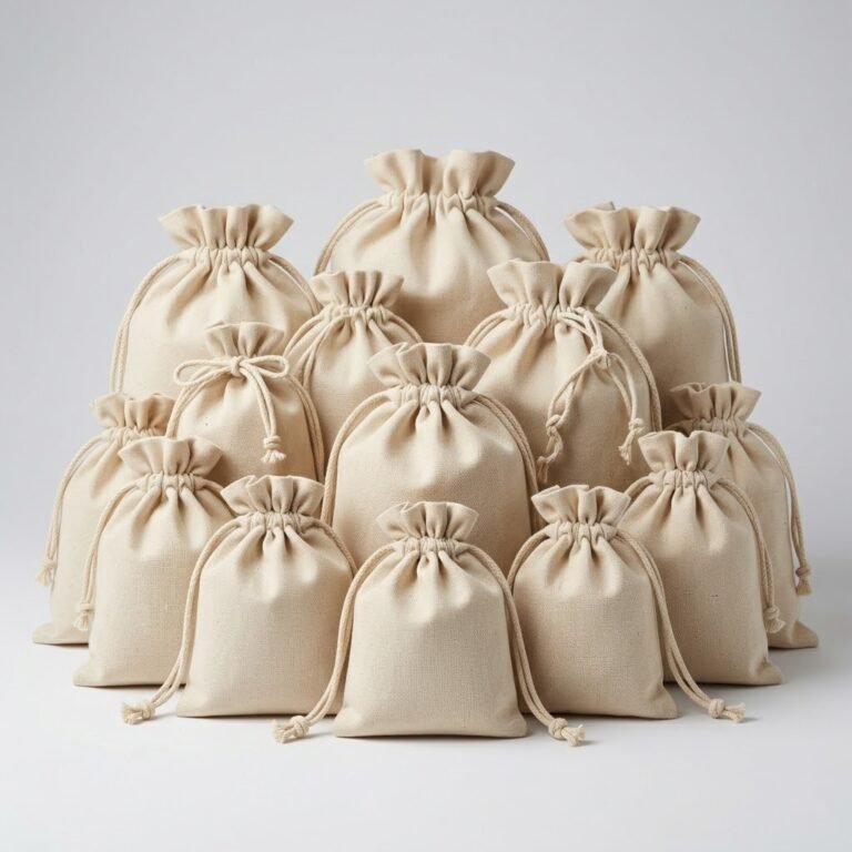 Collection of natural DRAWSTRING BAG - COTTON TOTE FACTORY
