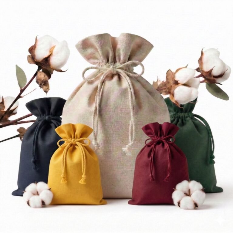 Organic cotton drawstring bags in mix colors - Cotton Tote Factory