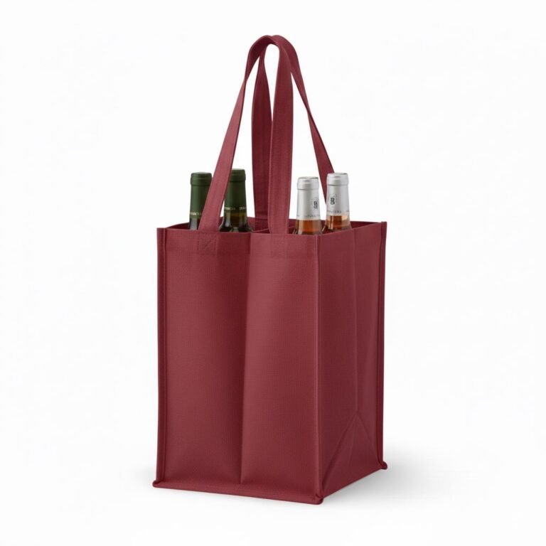 brown Color wine cotton bag 4 side gazette 280gsm - Cotton Tote Factory