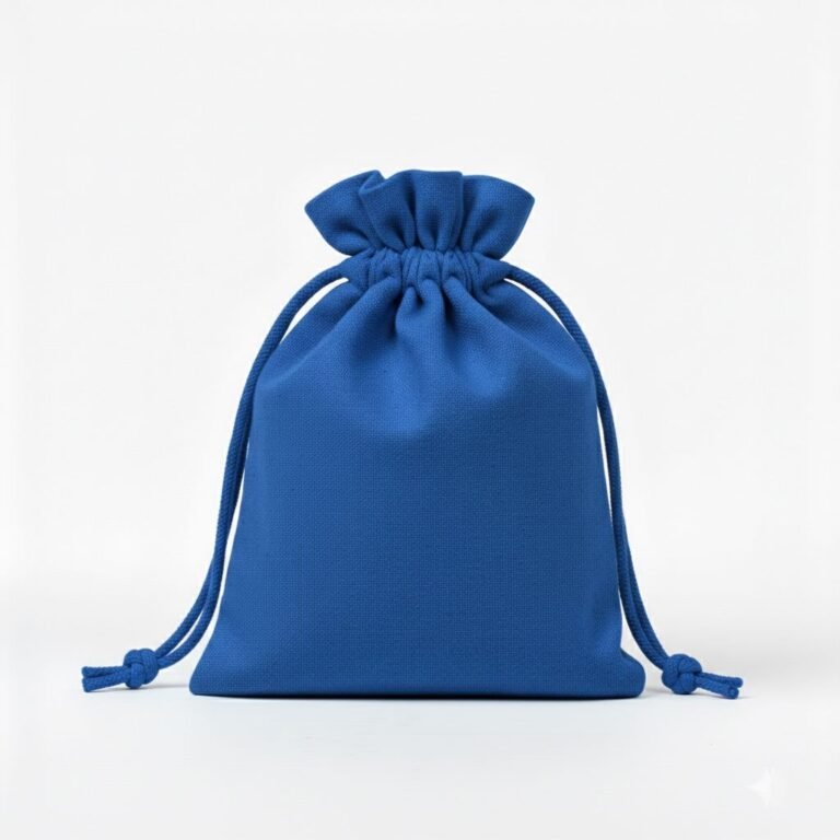 cotton drawstring bag in blue color - cotton tote factory