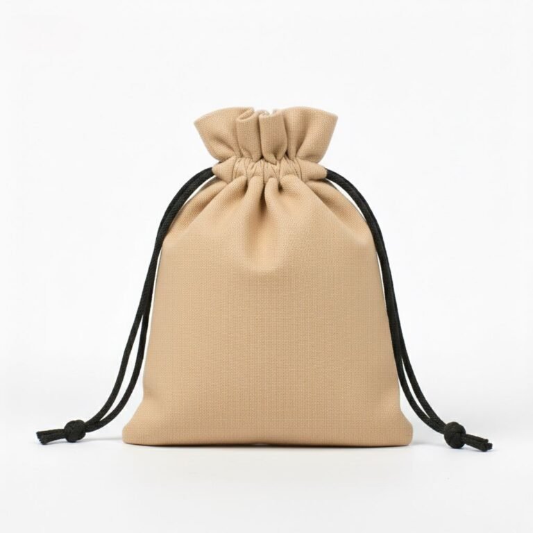 cotton drawstring bag in cream color - cotton tote factory