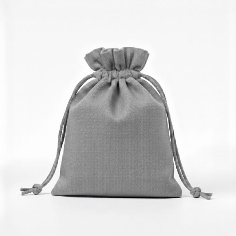 cotton drawstring bag in gray color - cotton tote factory