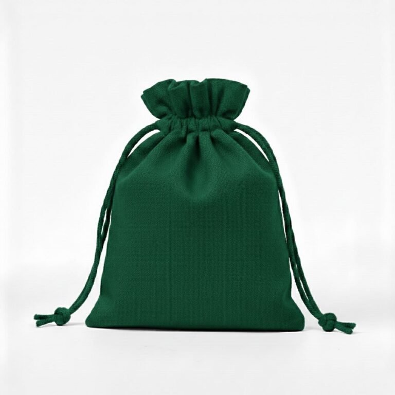 cotton drawstring bag in pak green color - cotton tote factory