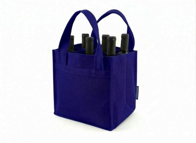 dark blue color 6 bottles wine cotton bags 350gsm - cotton tote factory