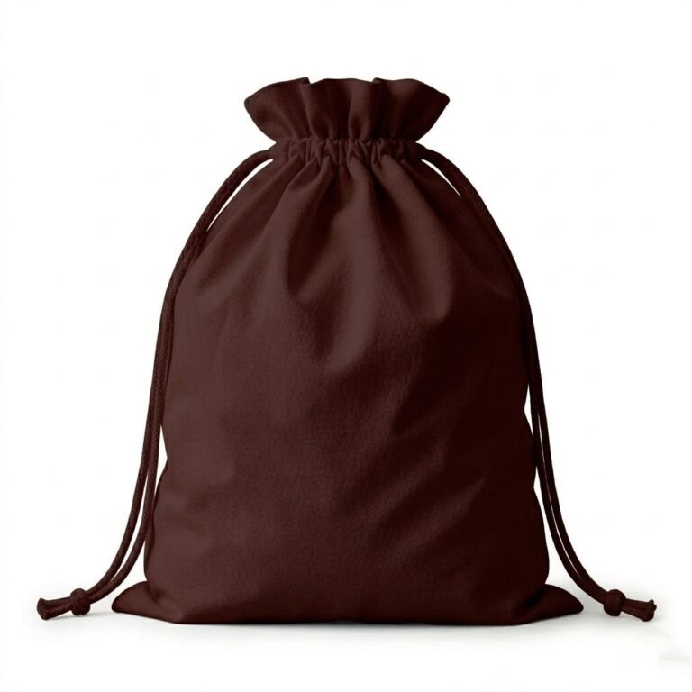 dark brown cotton canvas large drawstring bag - cotton tote factory