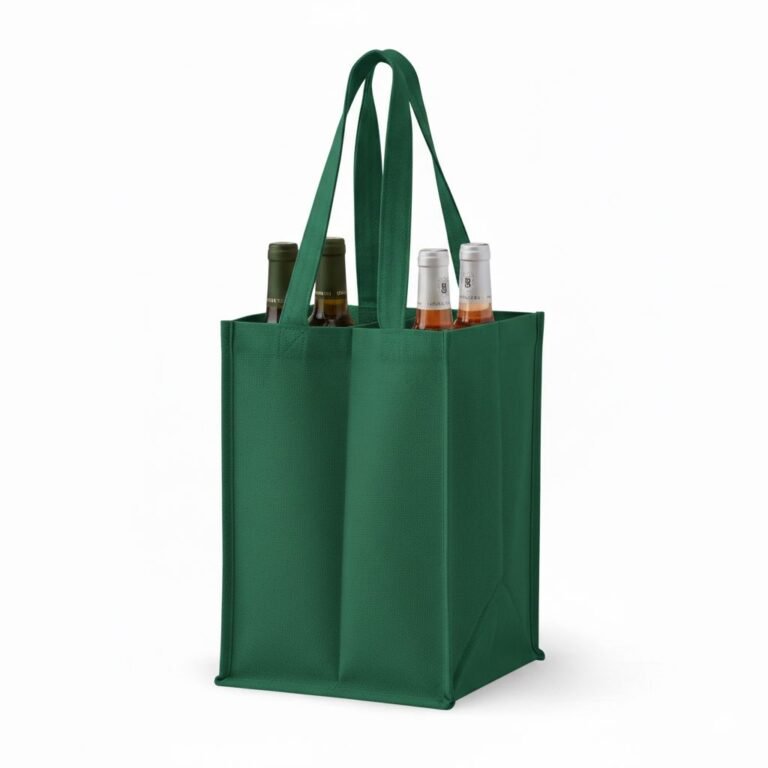 dark green Color wine cotton bag 4 side gazette 280gsm - Cotton Tote Factory