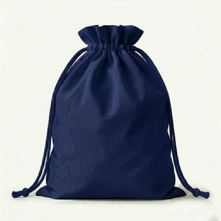 dark navy blue cotton canvas large drawstring bag - cotton tote factory