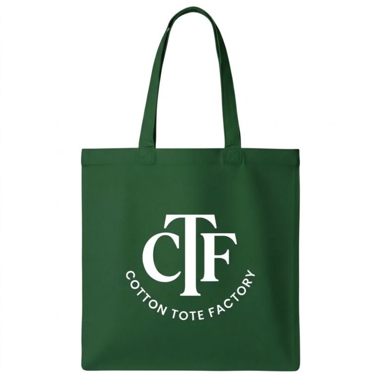 green cotton tote bag with logo print - cotton tote factory