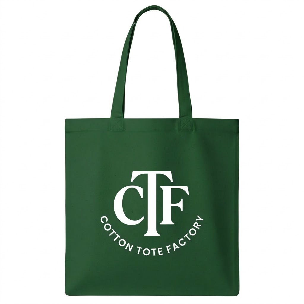green cotton tote bag with logo print - cotton tote factory