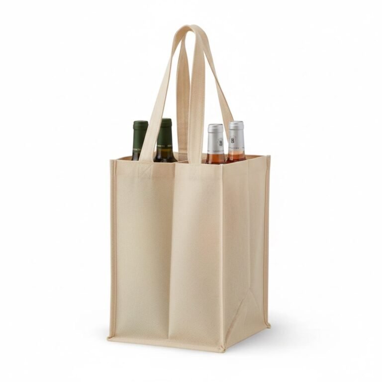 natural Color wine cotton bag 4 side gazette 280gsm - Cotton Tote Factory