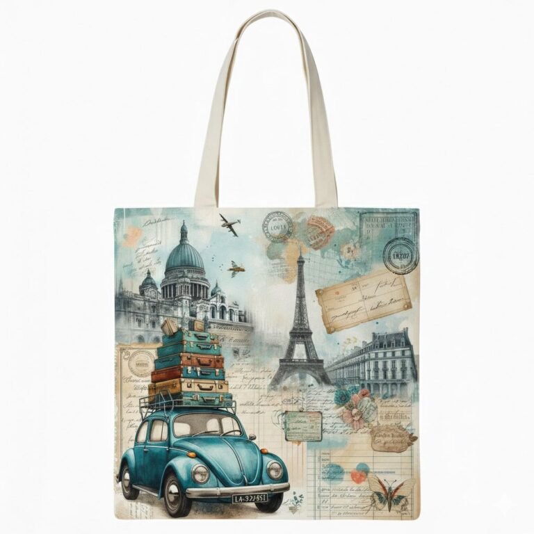 plain natural cotton tote bag with digital custom design 10 - Cotton Tote Factory