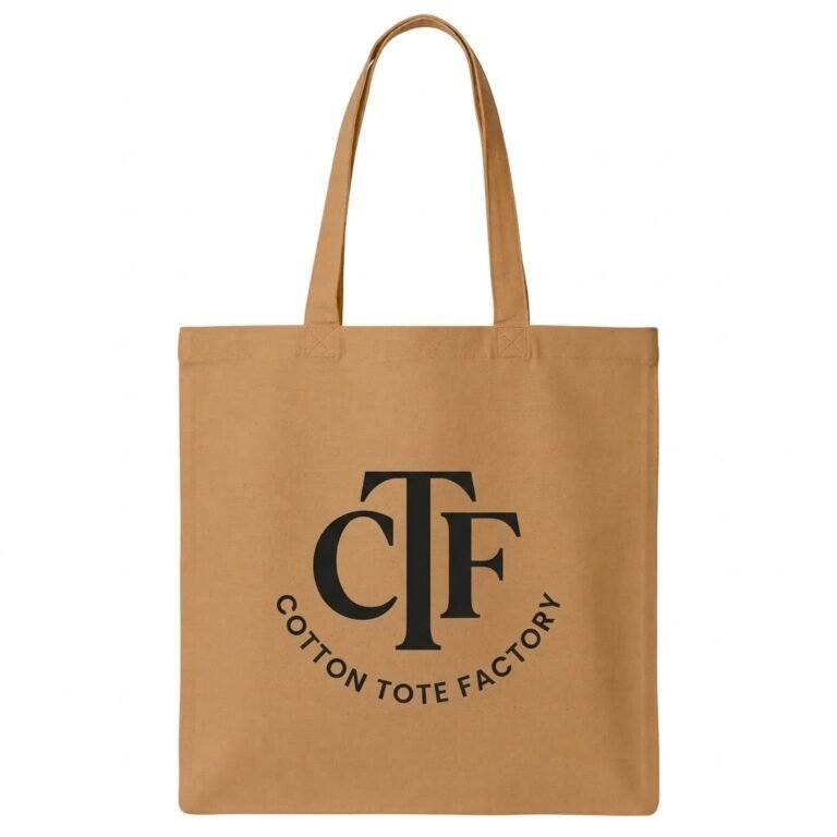 sand stone cotton tote bag with logo print - cotton tote factory