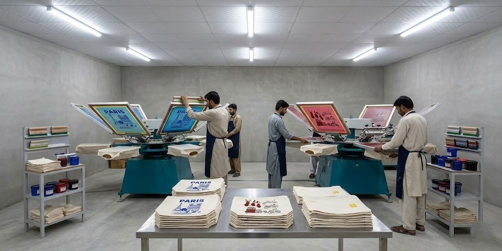 screen printed pouches Paris design - cotton tote factory