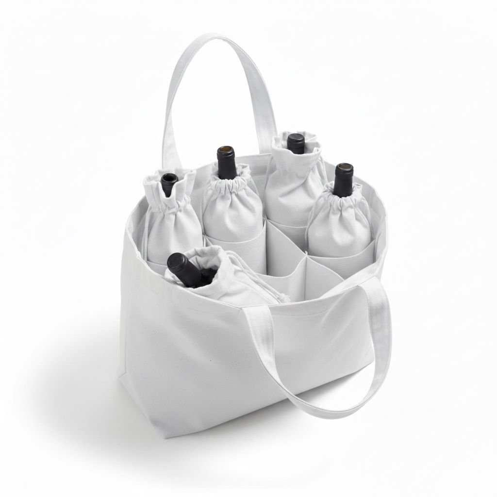 wine WHITE canvas cotton bags - cotton tote factory