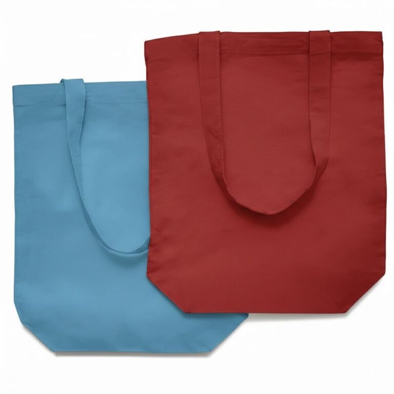 140gsm cotton tote bag with bottom red blue color - cotton tote factory