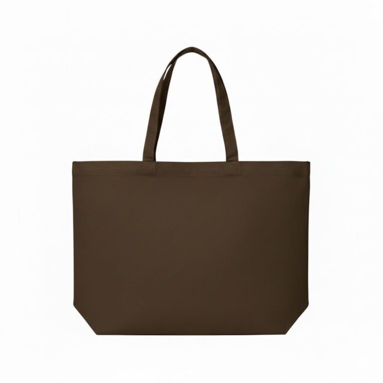 200 gsm cotton tote bag with bottom in brown color - COTTON TOTE FACTORY