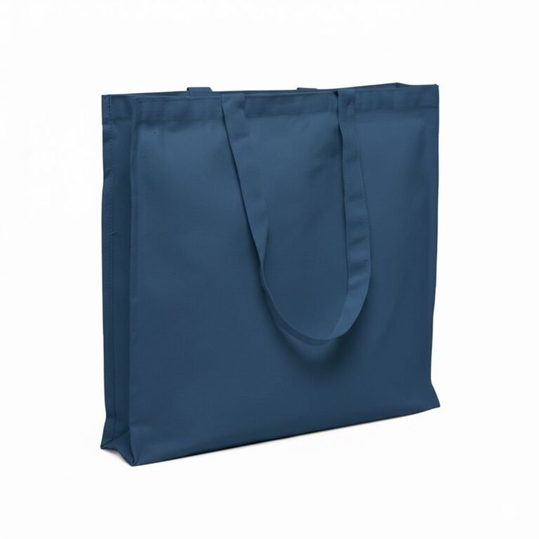 200gsm 3 side gazette canvas cotton bag blue color - Cotton Tote Factory