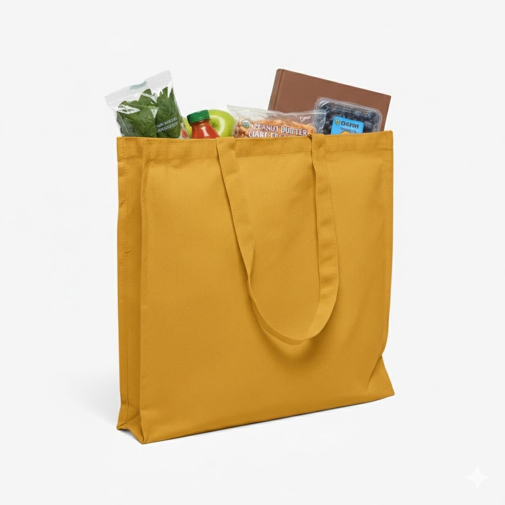 240gsm 3 side gazette Yellow canvas tote bag for vegetable mix use - cotton tote factory