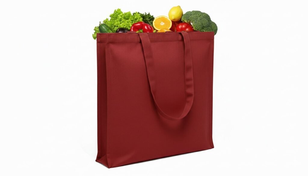 240gsm 3 side gazette Red canvas tote bag for vegetable use - cotton tote factory
