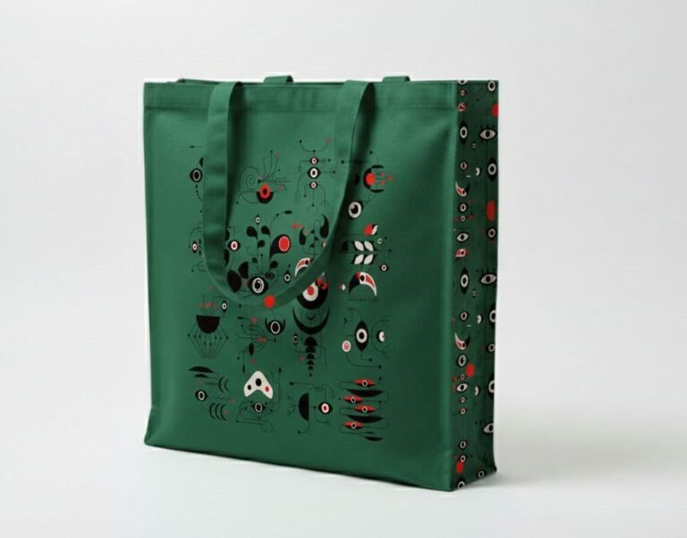 240gsm canvas tote bag with 3 side gazette with screen printing green bag - cotton tote factory