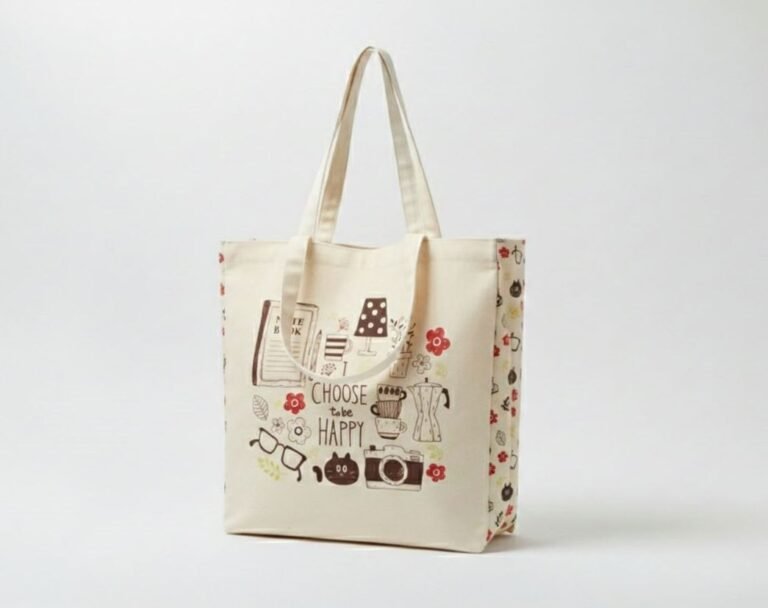 240gsm canvas tote bag with 3 side gazette with screen printing mix design - cotton tote factory
