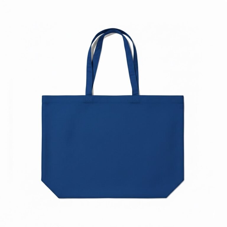 canvas cotton tote bag bottom gazette blue - cotton tote factory