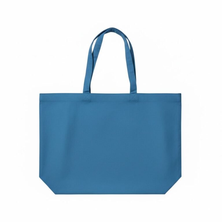 canvas cotton tote bag bottom gazette light blue - cotton tote factory