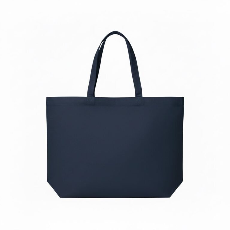 200 gsm cotton tote bag with bottom in Navy blue color - COTTON TOTE FACTORY