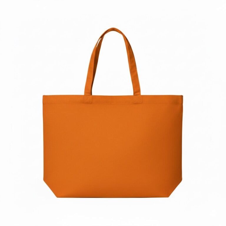 200 gsm cotton tote bag with bottom in Orange color - COTTON TOTE FACTORY