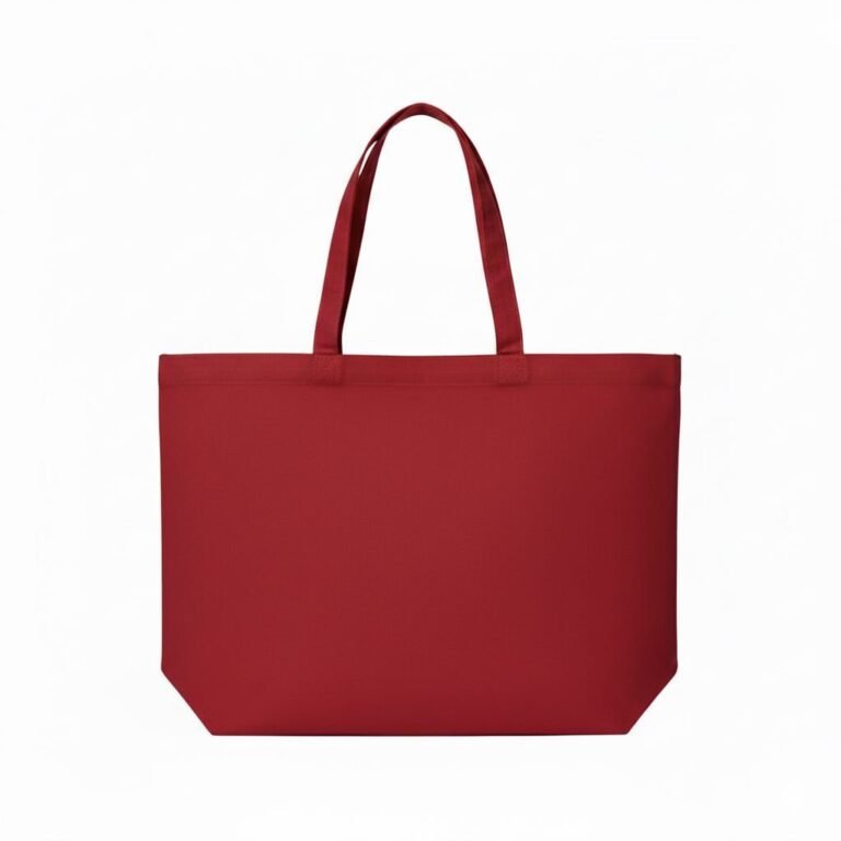 200 gsm cotton tote bag with bottom in Red color - COTTON TOTE FACTORY
