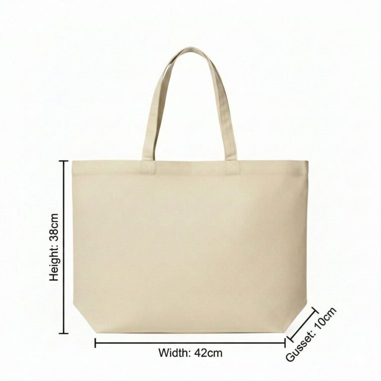 200 gsm cotton tote bag with bottom with size measurement color - COTTON TOTE FACTORY