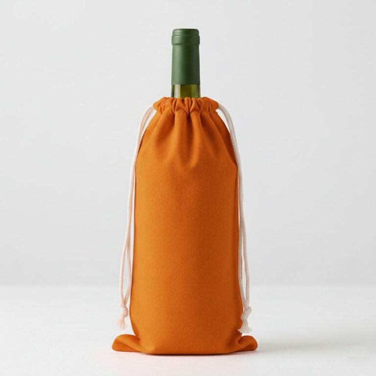 13 orange color 180gsm cotton drawstring bag for wine - cotton tote factory