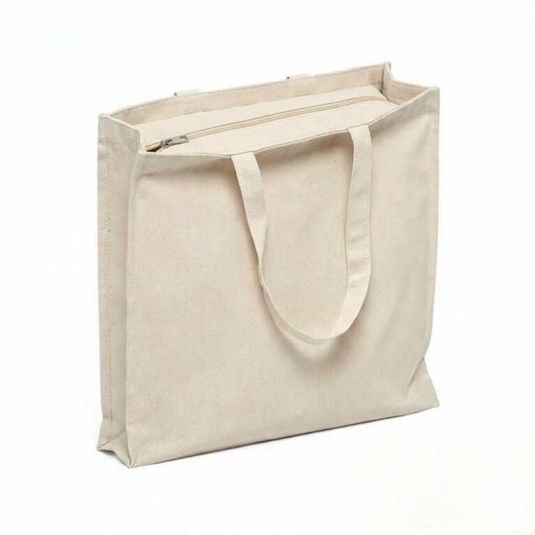 3 side gusset canvas bag with top zipper - cotton tote factory