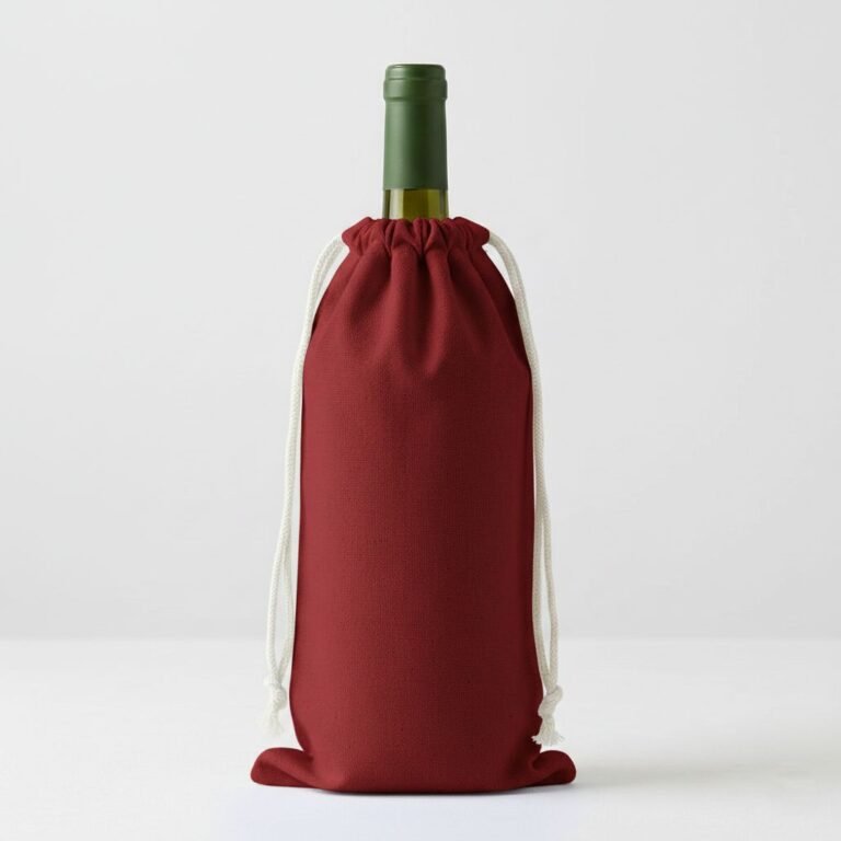 7 Red color 180gsm cotton drawstring bag for wine - cotton tote factory