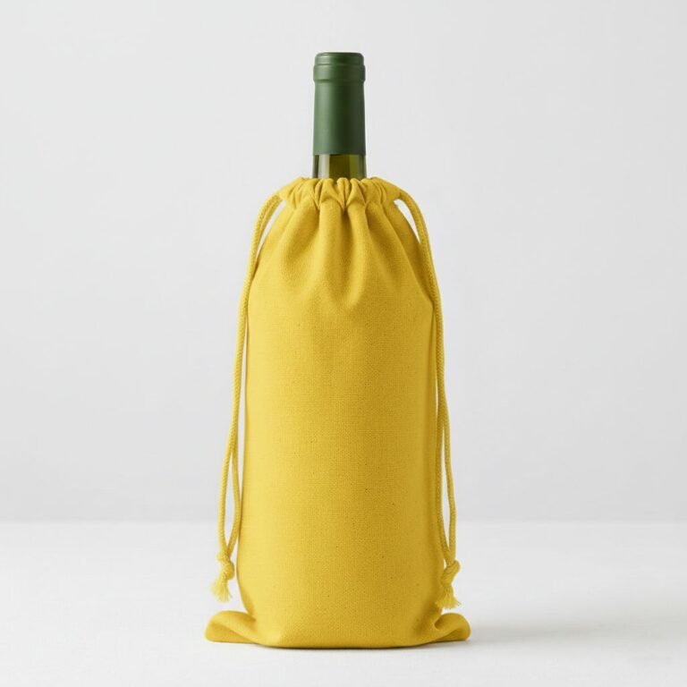 9 Yellow color 180gsm cotton drawstring bag for wine - cotton tote factory