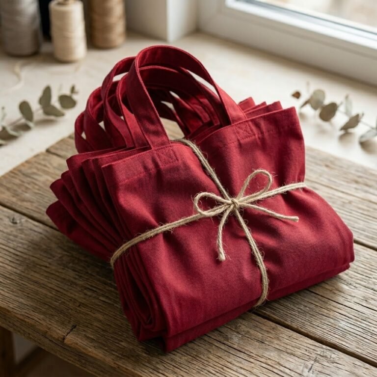 Bright Red PLAIN COTTON TOTE BAG COLLECTION - COTTON TOTE FACTORY