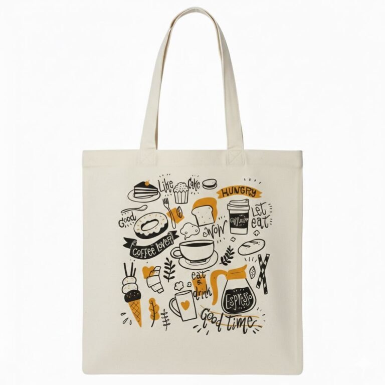 Plain cotton tote bags with yellow and black color screen printing - Cotton Tote Factory