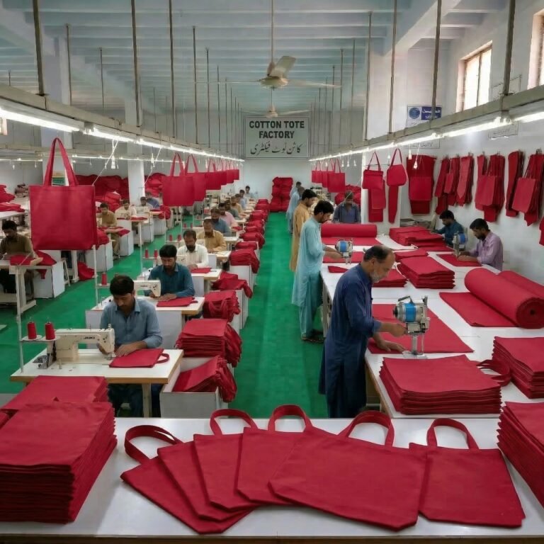 RED COTTON BAGS PRODUCTION - COTTON TOTE FACTORY