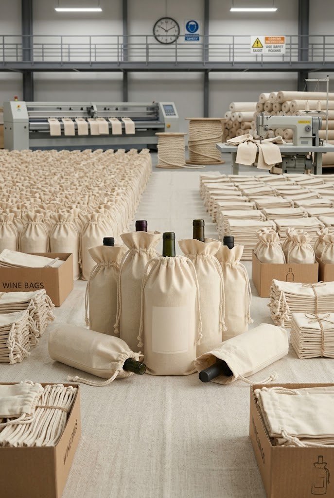 bulk wine drawstring bags - Cotton Tote Factory