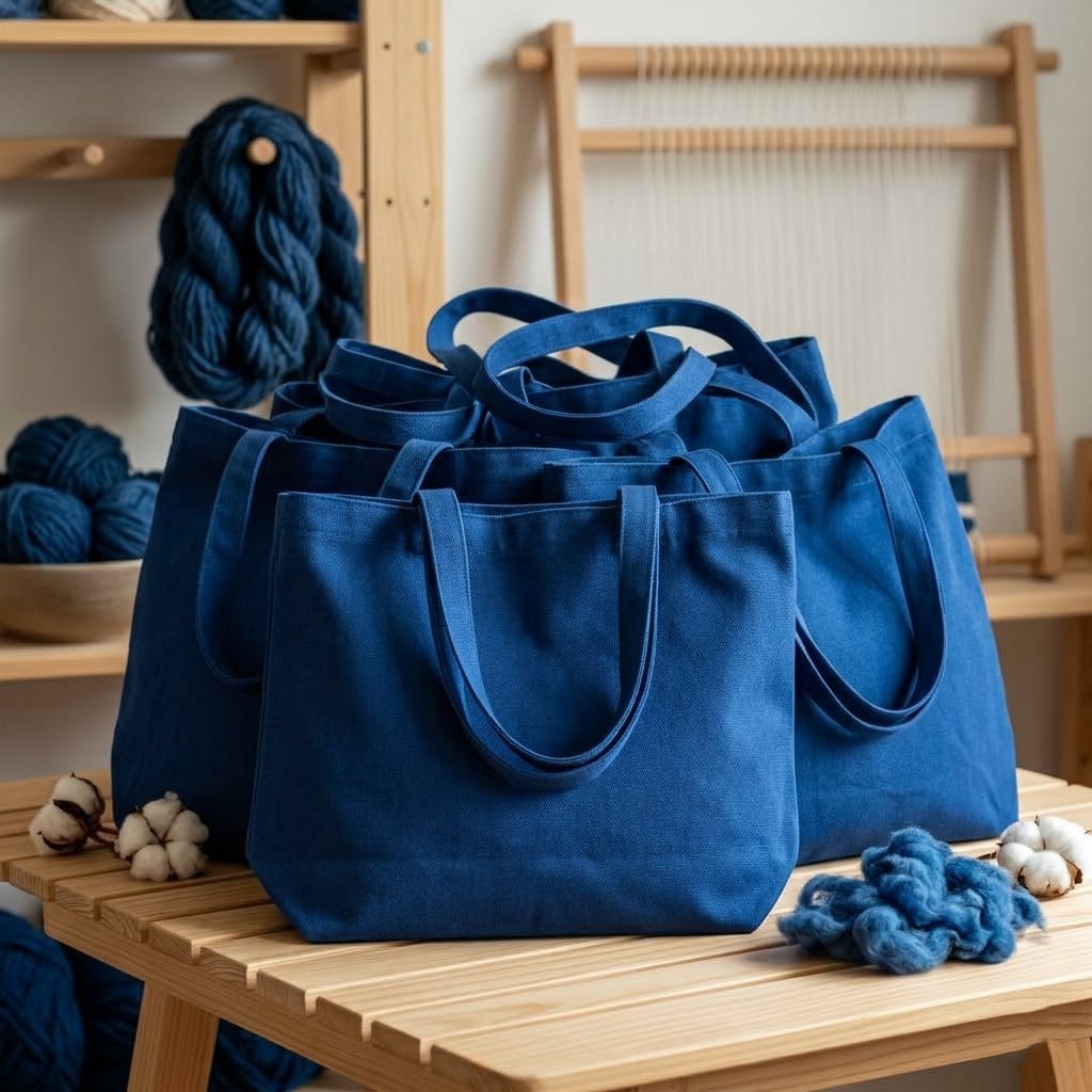 canvas cotton tote bag bottom gusset blue collection - cotton tote factory