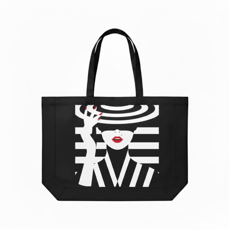 canvas cotton tote bag with bottom gazette screen print on natural 25 - cotton tote factory