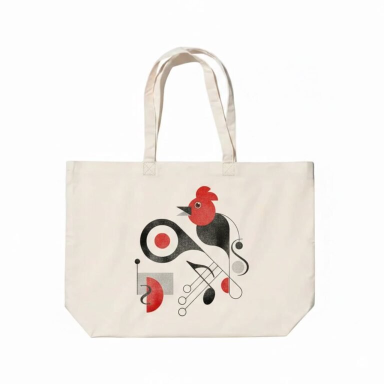 canvas cotton tote bag with bottom gazette screen print on natural 34 - cotton tote factory
